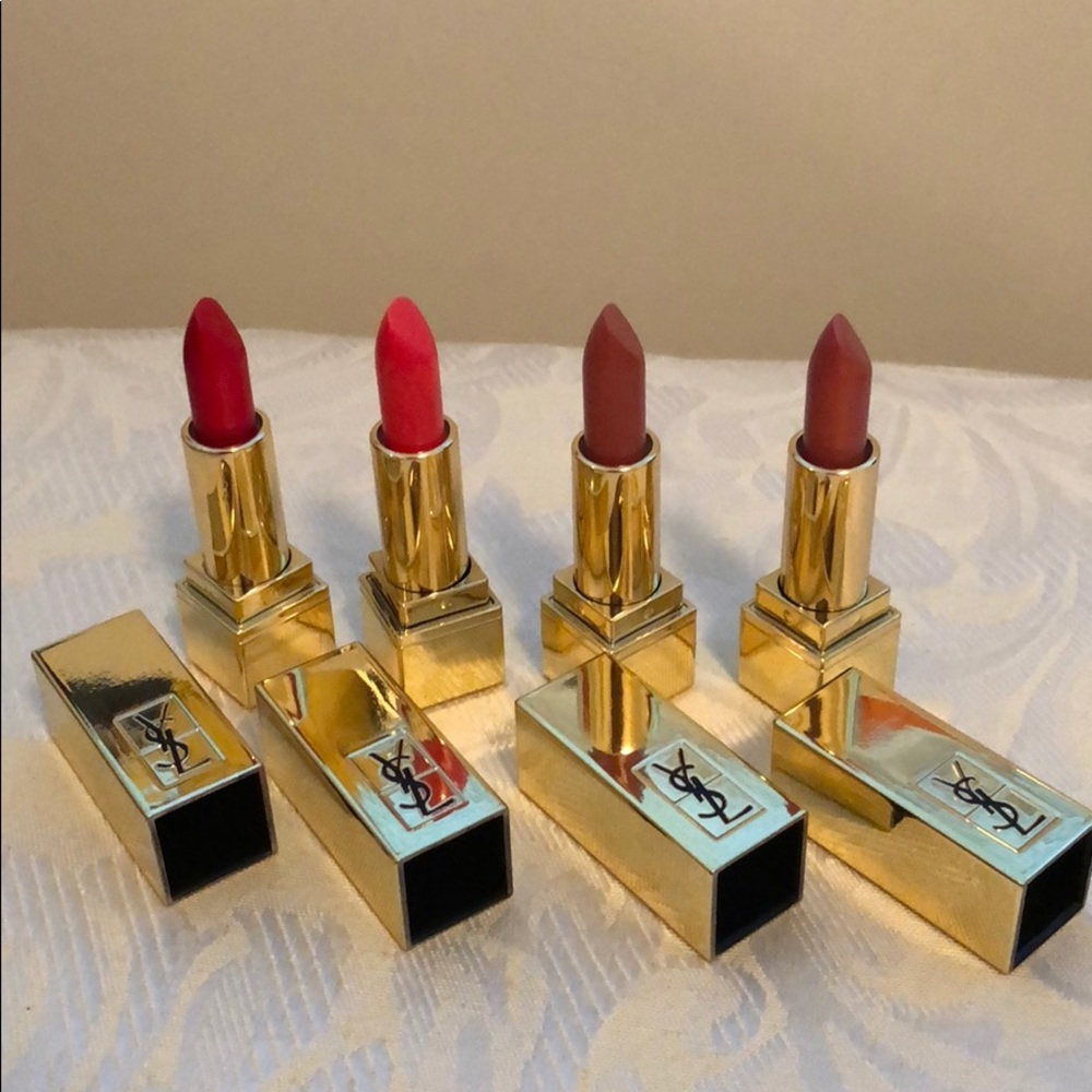 4 mini/travel size YSL rouge pur couture lipsticks
